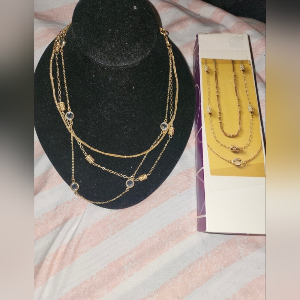 Lia Sophia "Gold Coast" 3-in-1 GoldTone w/Cut Crystals, Infinitme Clasp Necklace